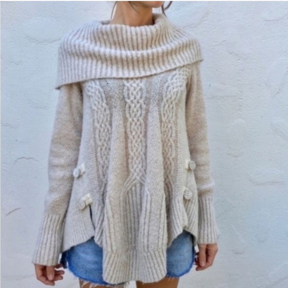 Anthropologie Angel of the North Cowl Neck Sweater